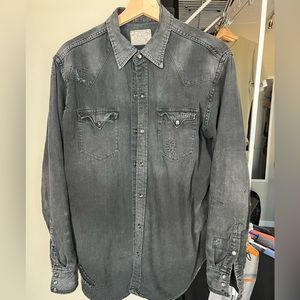 Polo Distressed Button Down with Snaps